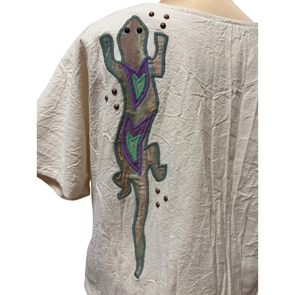 Vtg Alfredo's Wife XS Southwestern Gecko Appliqué Tie Dye Broomstick Skirt Set - Picture 5 of 12